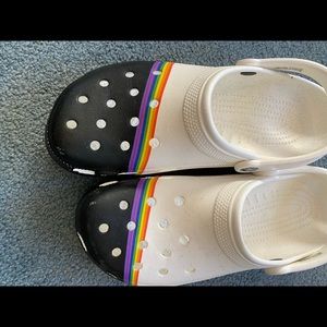 Dark-sided Rainbow CROCS Brand Clogs